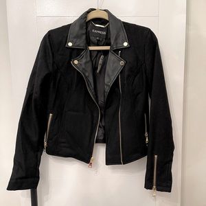 Express Wool and faux Leather Moto jacket S